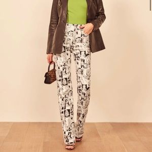 Reformation Newsprint High Rise Straight Long Jeans